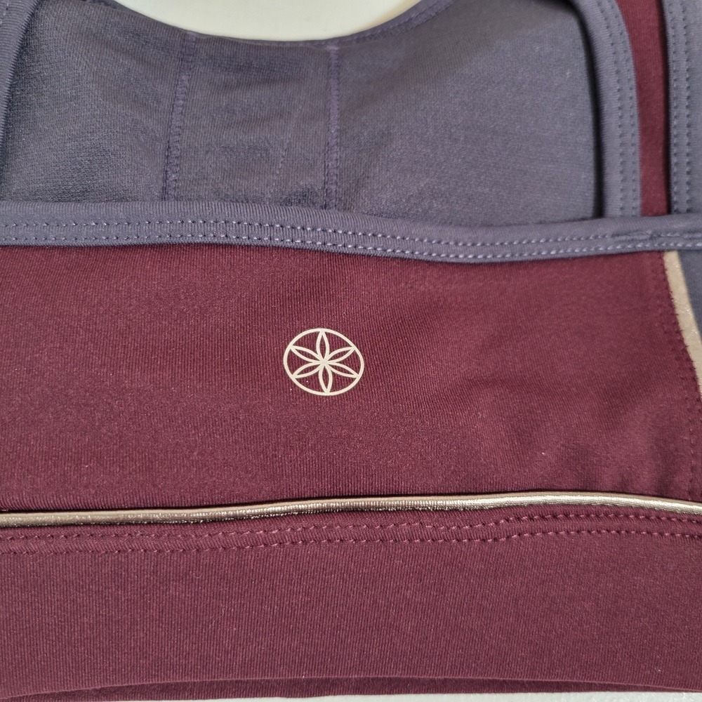 GAIAM Sports Bra‎ Medium Maroon Racerback Active Colorblock Stretch Women 0787 - Picture 3 of 6